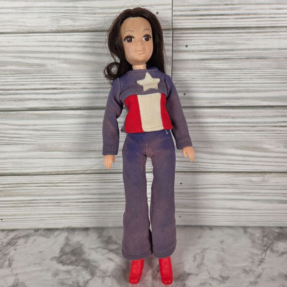 Vintage Hasbro The World of Love Peace Doll Rooted Hair Eye Lashes America Boots